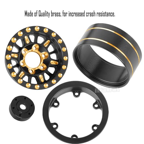 1.0 in Beadlock Wheels Rims for RC Crawler Car 1/18 TRX4M,1/24 SCX24,RC Brass 1.0 Beadlock Wheels Rim,7mm Hex Wheel Rims Brass Rings Deep Dish Rim,4pcs
