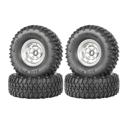 4PCS 1.55 Inch Aluminum Alloy 5Spoke Beadlock Wheel Rim Tyre and 95mm Rubber Tires Set for 1/10 RC Rock Crawler Car Upgrade Parts for Tamiya Axial AX90069 D90 TF2 CC01 LC70(A-Silver) - color: A-silver