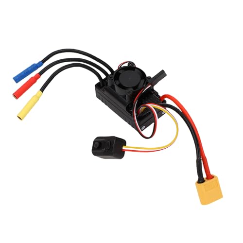 Yunseity Brushless ESC 60A, RC Electronic Speed Controller Replacement for 1:10 Buggy On Road Off Road, Brushless RC Car ESC with Cooling Fan, Motor Controller for Hobby