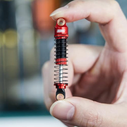 INJORA 53mm Aluminum Threaded Oil Shocks for 1/18 TRX4M RC Upgrade, Red - color: Red