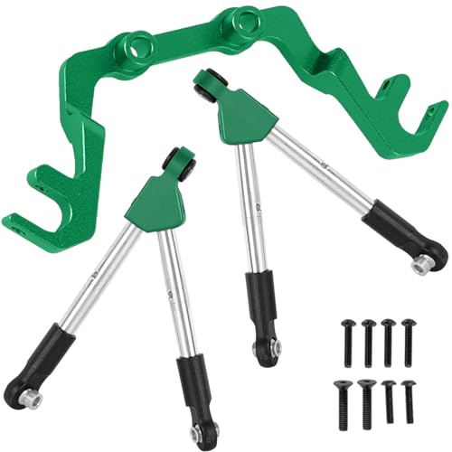 RC Front Tie Rods with Stabilizer Upgrades Part for 1/10 Slash 4X4 LCG,Alloy Aluminium Front Positive and Negative Teeth Pull Rod + Fixed Code Combination-Set,Green - color: Green - (Upgrades)