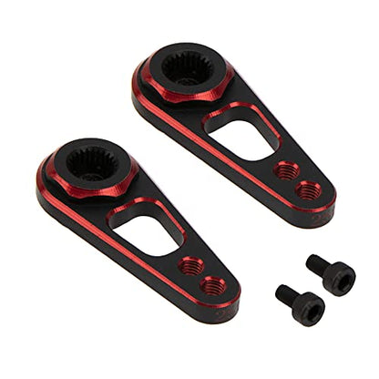 2Pack Vgoohobby Aluminum Alloy RC Double Hole 25T Steering Servo Arm Horn Compatible with Recat Axial SCX10 90046 Traxxas TRX-4 1/10 RC Crawler Climbing Car (Red-Black) - color: Red-black