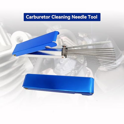Premium Torch Tip Cleaner Stainless Steel 13 Cleaning Wires Set + 10 Cleaning Needles +5 Nylon Brushes + 1 Throttle Wrench + 1 Sharp Pick, Carburetor Cleaning Kit Heavy Duty Density Nylon