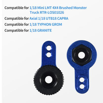 25T Servo Arm for ARRMA 1/18 Granite Grom/1/18 Typhon GROM/1/18 Mini LMT 4X4/1/18 UTB18 Capra Upgrade Parts (Blue) - color: Blue