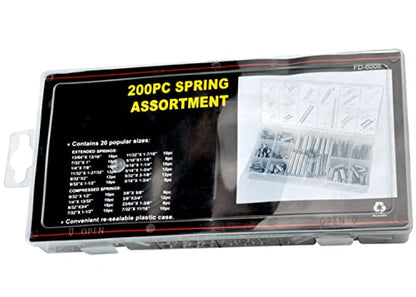 200pcs Compression & Extension SpringAssortment Set, Small Metal Loose Steel Coil Springs Assortment Kit AssortedW/Plastic Storage Box