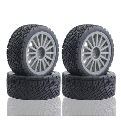 Lifehead 67mm RC On-Road Rally Car Tires and Wheels for 1/10 RC On-Road Touring Drift Car HSP Tamiya XV01 TT01 TT02B HPI Kyosho FAZER MK2 /12mm Hex - color: Grey B