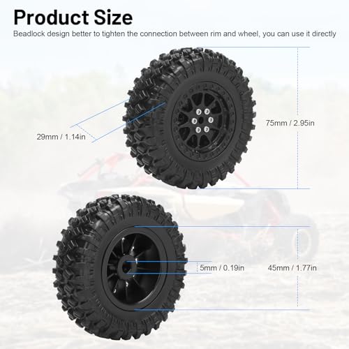 1/12 RC Rubber Tires, daitoku RC Car Tires and Wheels for 1/12 WPL B14 B24 C14 C24 MN D90 D91 D96 D99 - Style C (Black) - color: Black