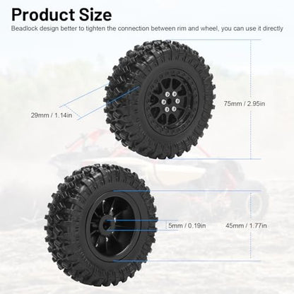 1/12 RC Rubber Tires, daitoku RC Car Tires and Wheels for 1/12 WPL B14 B24 C14 C24 MN D90 D91 D96 D99 - Style C (Black) - color: Black