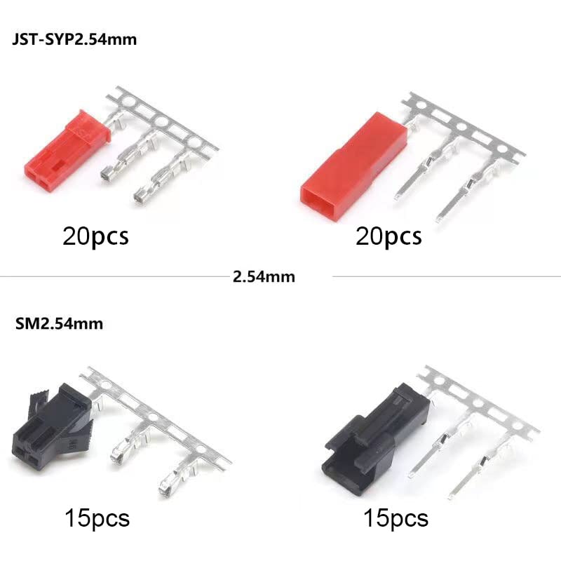 840PCS 2.0mm/2.54mm Pitch Wire-to-Wire Connector Kit, Includes Pin Headers, Crimp Pins for Dupont RC Servo, Arduino, SMT, SATA, EPS, PCIE, Battery Balancer - size: MX2.0 XH2.54 840PCS