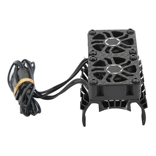 RC Motor Fan Cooling Heatsink, 8.4V 36mm Dual Cooling Fans RC Motor Heatsink Cover 28000RPM for Replacement (Black)