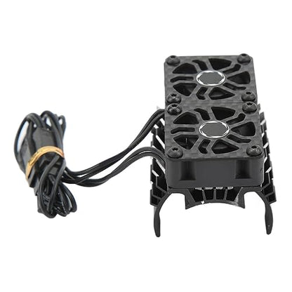 RC Motor Fan Cooling Heatsink, 8.4V 36mm Dual Cooling Fans RC Motor Heatsink Cover 28000RPM for Replacement (Black)