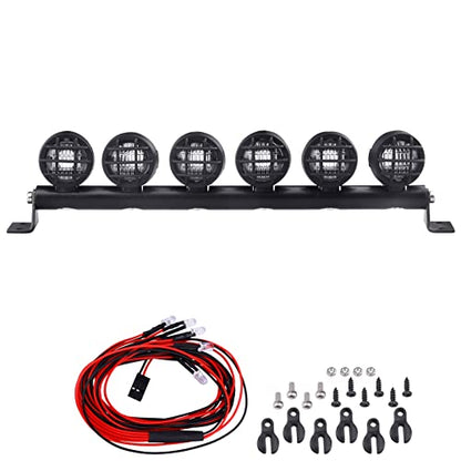 110mm 1/10 RC LED Light Bar Roof LED Lamp Kit 6 Lights LEDs for TRX4 Traxxas Slash 4x4 2WD Stampede SCX10 & SCX10 II Redcat Gen7 Gen 8 Crawler Car Truck