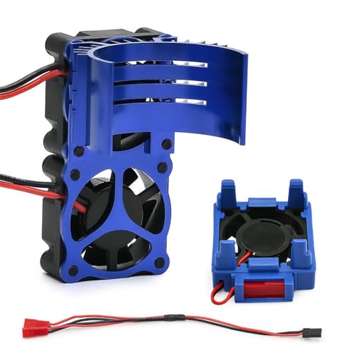ESC/Motor Cooling Fan Heatsink Set RC Parts for TRAXXAS VXL-3S Slash/Rally/Bandit/Stampede 2WD 4WD RC Car (Blue) - color: Blue