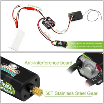 GOUPRC Brushed Mini ESC 30A with 50T Brushed Motor & Motor Mount Combo Kit for 1/24 Axial SCX24 AX24 RC Crawler Upgrades