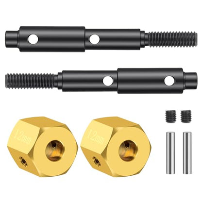 RC Brass Wheels Hex Hub 12mm Extension Hex Drive Adapter with Steel Stub Axle Counterweight Compatible with 1/10 Redcat Ascent Fusion Ascent RC Car Upgrade Parts (Thickness: 12mm) - color: Thickness: 12mm