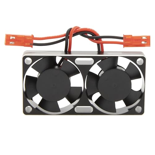 DKKY RC Motor Cooling Fan Heatsink 30mm Dual Fan for ARRMA Axial Traxxas 1/6 1/8 1/10 RC Crawler Car 3650 550 3660 4274 4068 4268 Motor (Black) - color: Black