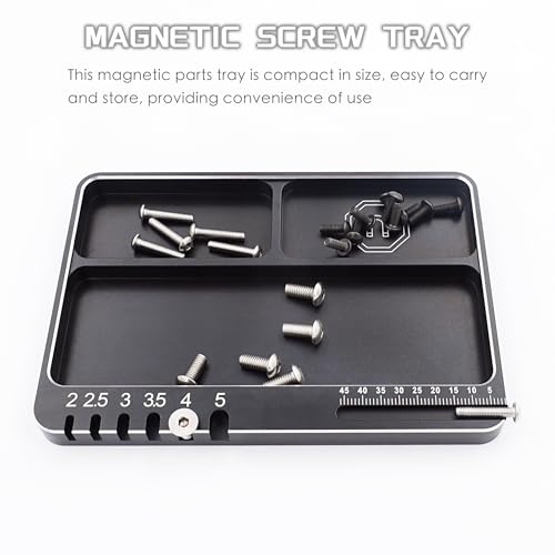 Universal Aluminium RC Screw Tray with Magnetic Pad for RC Model Repair | Parts Tray Organizer,Magnetic Mat Electronic Repair Kit Tool Organizer,High Strength,CNC Aluminium