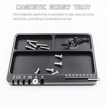 Universal Aluminium RC Screw Tray with Magnetic Pad for RC Model Repair | Parts Tray Organizer,Magnetic Mat Electronic Repair Kit Tool Organizer,High Strength,CNC Aluminium