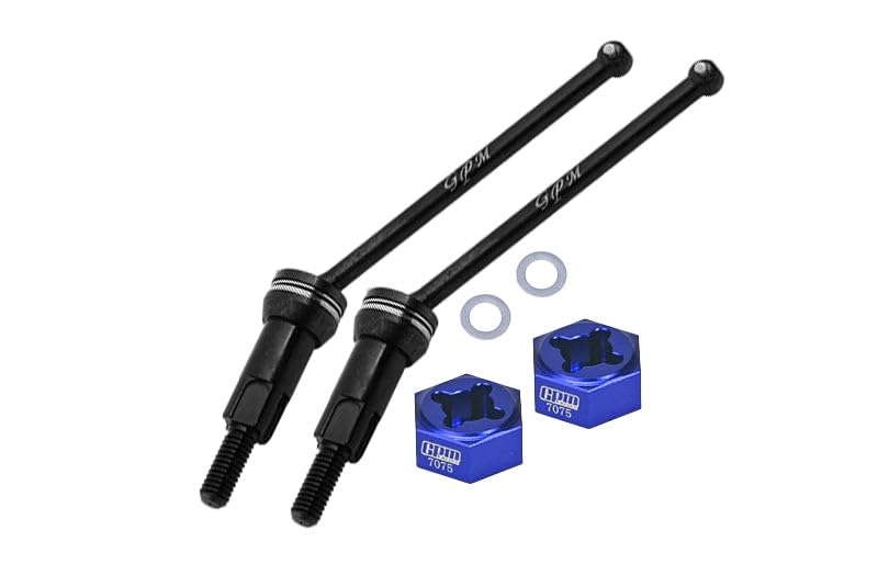 4140 Medium Carbon Steel Front Or Rear CVD Drive Shafts with Aluminum 7075 Wheel Hex for Arrma 1:18 4WD Granite GROM MEGA 380 BRUSHED-ARA2102 / Typhon GROM MEGA 380 BRUSHED-ARA2106 Upgrades - Blue