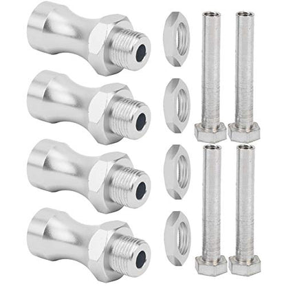 Generic RC Car Wheel Hub Adapters, 4 Sets Aluminum Alloy Extension Spacers with 12mm and 17mm Hex, for 1/10 Off Road RC Model Car Truck (Silver) - color: Silver