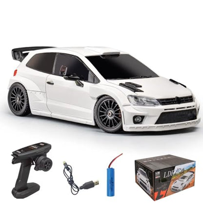 LD2801 1/28 RC Drift Car, Full Proportional 4WD Remote Control Racing Vehicle, High Speed Electric Car for Adults, Mini Hobby Grade Model Gift (White) - color: White (Ld2801)