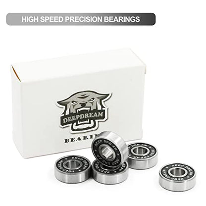 Premium 20Pcs 608rs Bearings Skateboard Bearings Longboard Bearings (8x22x7mm) for Skate Double Rubber Sealed Deep Groove - size: 608-2rs-black