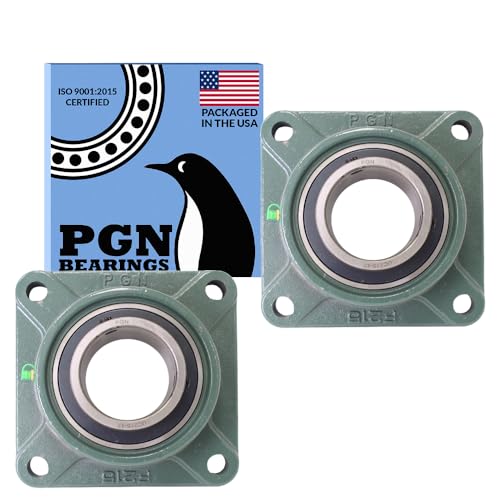 PGN UCF215-47 Pillow Block Bearing - Pack of 2 Square Flange Mounted Pillow Block Bearings - Chrome Steel Bearings with 2-15/16" Bore, Self Alignment - size: 2, style: UCF215-47