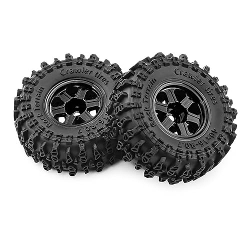 0.7" Aluminum Beadlock Wheel & Crawler Tire Set for 1/30 RC Crawler, CNC Rims, 40 x 16 mm Tires, Includes Screwdriver, Pre-Assembled 4 pcs, Black - color: Black, size: Rock-Trail-Clean-Out