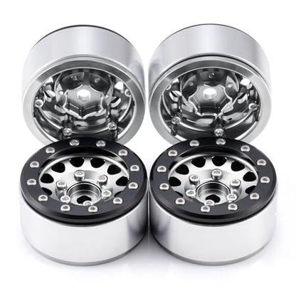 Aluminium 1.55" RC Beadlock Wheel Hub Rims for Axial UTB18 D90 TF2 CC01 AX90069 MST JIMNY 1/10 RC Crawler Trail Truck Car Upgrade Parts (Silver) - color: Silver
