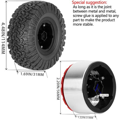 1.9 Beadlock Tire for 1/10 RC Crawler SCX10 90046 AX103007 TRX4 TRX6 Gen7 8 D90 VS4-10 MST CFX, Aluminum Deep Wheel w/Rubber Tires&Super Heavy Brass,1.9" Wheels and Tires,Black&Gold - color: Black&gold（4pcs）