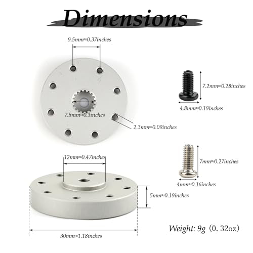18T Metal Servo Arms Horn Aluminum Round Servo Bracket Standard Servo Disc with Screw for DS5160 DS5180 DS51150 60KG 80KG 150KG Servo (Pack of 4pcs)