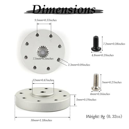 18T Metal Servo Arms Horn Aluminum Round Servo Bracket Standard Servo Disc with Screw for DS5160 DS5180 DS51150 60KG 80KG 150KG Servo (Pack of 4pcs)