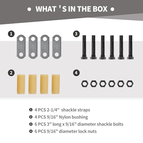 Lonffery Trailer Alex Shackle Kit, 225L Shackle Link Fit for 3,500lb-7,200lb Double Eye Spring - size: 225-1PC