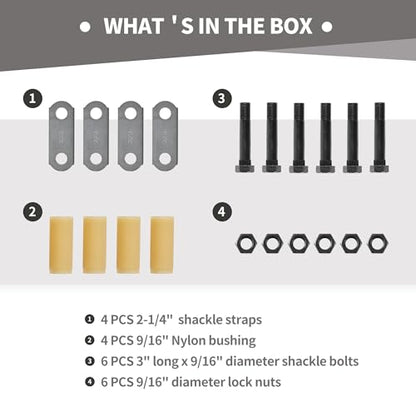 Lonffery Trailer Alex Shackle Kit, 225L Shackle Link Fit for 3,500lb-7,200lb Double Eye Spring - size: 225-1PC