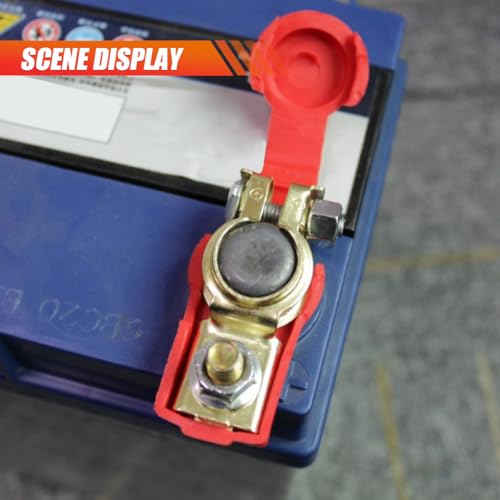 Car Battery Terminal Connector, Battery Terminal Clamps Negative and Positive, Pure Copper Quick Release Cable End Top Post Clip, Battery Terminal Assortment Kit for Car Truck RV Boat (Plastic Cover) - size: Plastic Cover