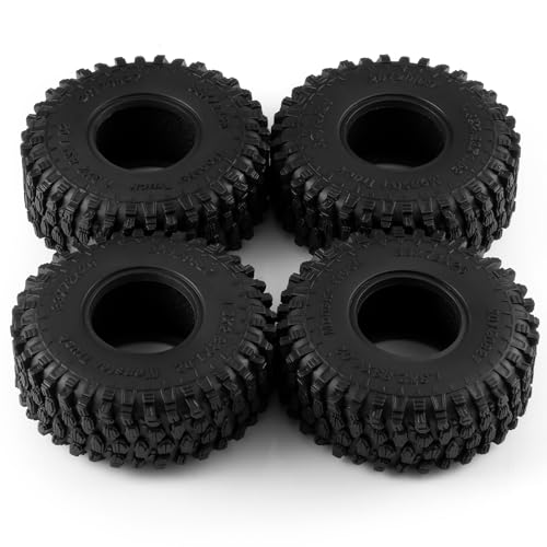 4PCS 1.3" Beadlock Tires with Foam Insert for 1/24 Axial SCX24 AX24 1/18 TRX4M RC Crawler Truck Car Upgrade Parts (E Style) - color: #E Style