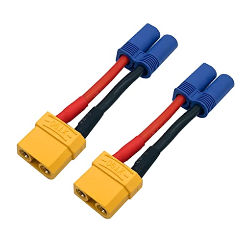 2Pairs XT90 Plug to EC5 Style Male Female Connector EC5 to XT90 Adapter for RC FPV Battery Charging ESC