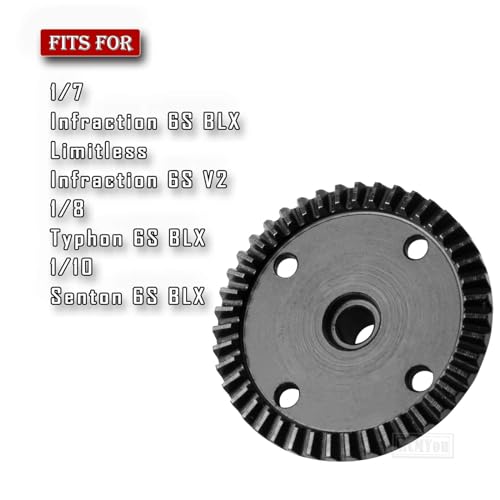 RC Diff Bevel Gear 43T & Pinion Gear 13T Upgrades Part for 1/7 Infraction 6S BLX/Limitless/Infraction 6S V2 / 1/8 Typhon 6S BLX / 1/10 Senton 6S BLX
