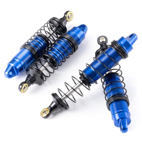 4Pcs Aluminum Front & Rear Shock Set RC Dampers，Blue + Black | Upgrade Parts, For Losi 1/16 Mini-B, For Losi 1/18 Mini-T, RC Car Buggy - color: Blue + Black