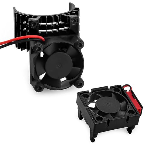Aluminum Heatsink Plastic RC Motor ESC Cooling Fan Set 6-8.4V High RPM for TRAXXAS VXL-3S Slash/Rally/Bandit/Stampede 2WD 4WD RC Car (Black) - color: Black