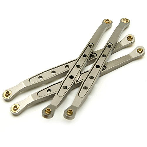 QUE-T 8 Pcs Aluminum Linkage Rod Arm Set/Upper and Lower Suspension Links Set of 8 for 1/10 Axial Wraith 90018 RC Truck (Titanium, Type A)