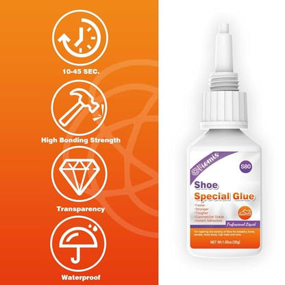 30g Shoe Glue - Professional Grade Super Shoe Fix Adhesive | Instant Shoe Glue Sole Repair, Clear Waterproof Shoe Glue for Soles Boots Sneakers Heels Hiking Shoes Leather Handbags - size: Shoe Glue