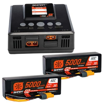 Spektrum SMART Smart Powerstage 6S Surface Bundle: (2) G2 5000mAh 3S LiPo IC5 & S250 Charger, SPMXPSS600