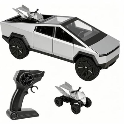 Alloy Remote Control Car 1:24 Scale 2.4GHz All Terrain with Lights & Sounds Toy for Kids (Rc Truck) (graw) - color: Gray