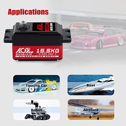 AGFRC B44BLS V2 15.5KG 0.060s Low-Profile RC Servo | 0.060s/60°, 8.4V HV, Brushless, Programmable, Titanium Gear, 2BB, for 1/10-1/12 RC Cars, Trucks, Planes, 48g