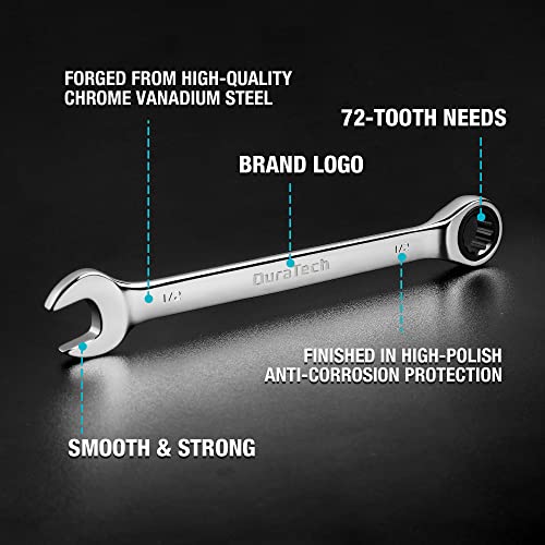 DURATECH 22-Piece Ratcheting Wrench Set, Combination Wrench Set, Metric&SAE | 1/4" to 3/4" & 6mm-18mm, CR-V Steel, Mirror Finish, for Auto & Machinery Repair, Home Maintenance, Portable Pouch Included - style: Regular