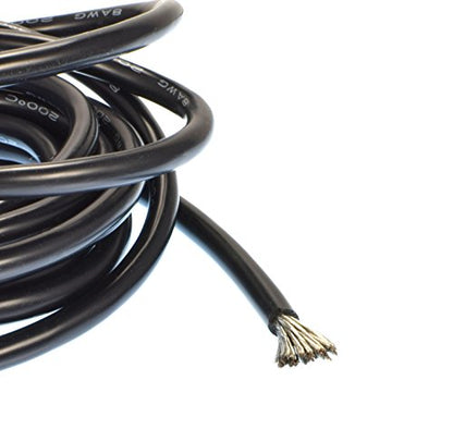 10' Black 8 Gauge Super Flexible High Strand Battery/Motor Silicone Insulated Copper Wire #1121