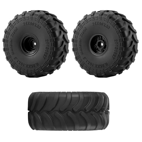 4Pcs Plastic Wheels Rims Hub and Soft Rubber Tires 80mm | Upgrade Parts, For Axial 1/24 SCX24 1/18 Tra-xxas TRX4-MT, RC Crawler Car