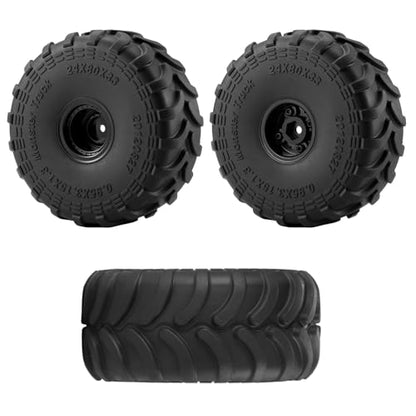 4Pcs Plastic Wheels Rims Hub and Soft Rubber Tires 80mm | Upgrade Parts, For Axial 1/24 SCX24 1/18 Tra-xxas TRX4-MT, RC Crawler Car