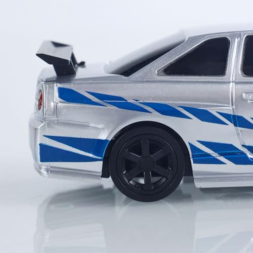 TOUCAN RC HOBBY 1/43 RC Racing Car R34 Radio Controlled High Speed Drift Vehicle 4WD RTR Mini Car 2.4G Radio Battery Gifts for Ages 14+ - color: Silver Blue